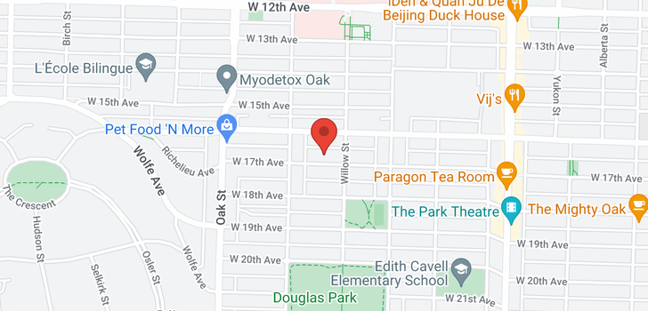 map of 845 W 17TH AVENUE